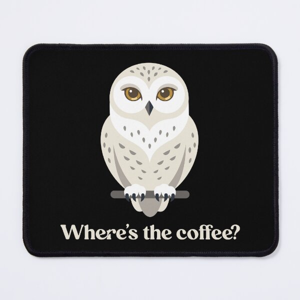 Item preview, Funny Snowy Owl Where's The Coffee Typography Badge designed and sold by ZUMERI.