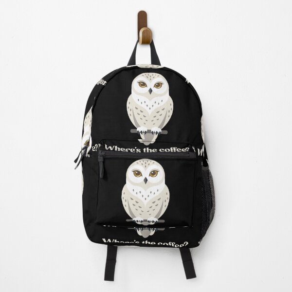 Item preview, Funny Snowy Owl Where's The Coffee Typography Badge designed and sold by ZUMERI.