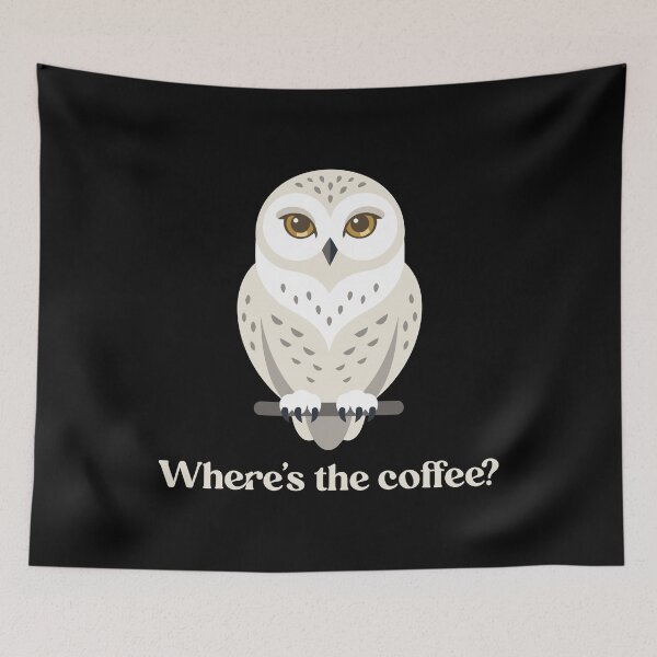Item preview, Funny Snowy Owl Where's The Coffee Typography Badge designed and sold by ZUMERI.