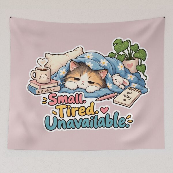 Item preview, Small Tired Unavailable – Funny Sleepy Cat designed and sold by Sasas Design.