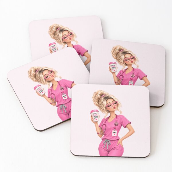 Item preview, Coffee Powered Nurse – Cute Pink Scrubs Nursing Design designed and sold by HO•Designs.