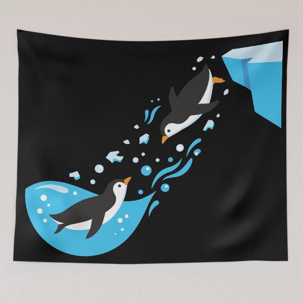 Item preview, Playful Penguins Diving Ice Water Vector Illustration designed and sold by ZUMERI.