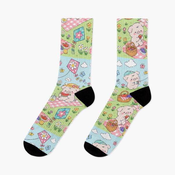 Item preview, Piggy Flower Kite Picnic Pattern designed and sold by Soft Berry Studio.
