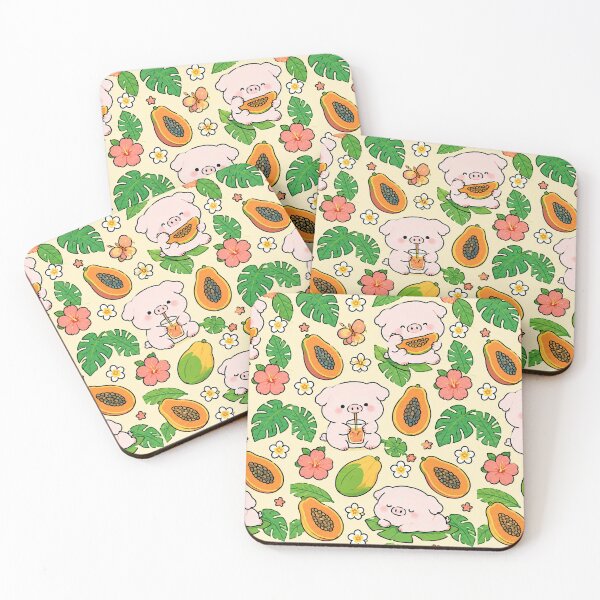 Item preview, Piggy Papaya Tropical Pattern designed and sold by Soft Berry Studio.