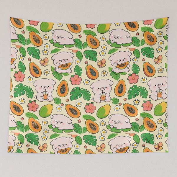 Item preview, Piggy Papaya Tropical Pattern designed and sold by Soft Berry Studio.