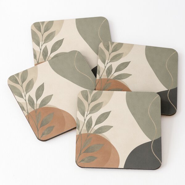 Item preview, Minimalist Botanical Foliage Abstract Shapes Terracotta Olive and Charcoal designed and sold by Zaramodo.