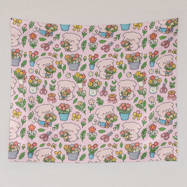 Item preview, Piggy Little Florist Pattern designed and sold by Soft Berry Studio.