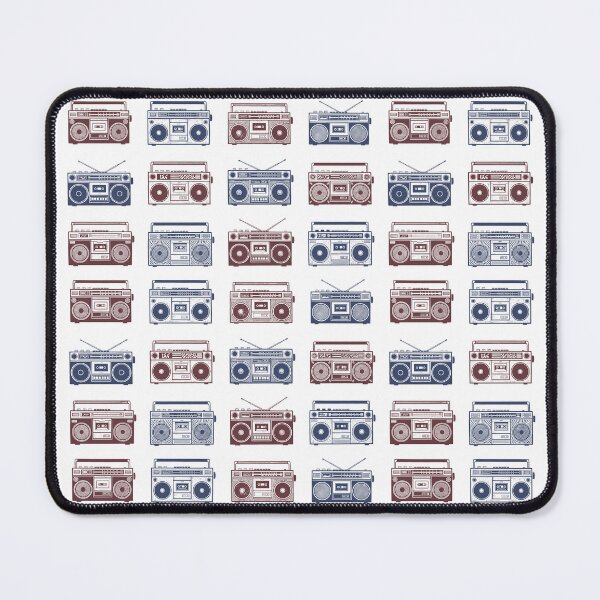 Item preview, Retro Boombox Grid Pattern Two Tone 80s Woodcut Linocut Art designed and sold by KiwiRider.