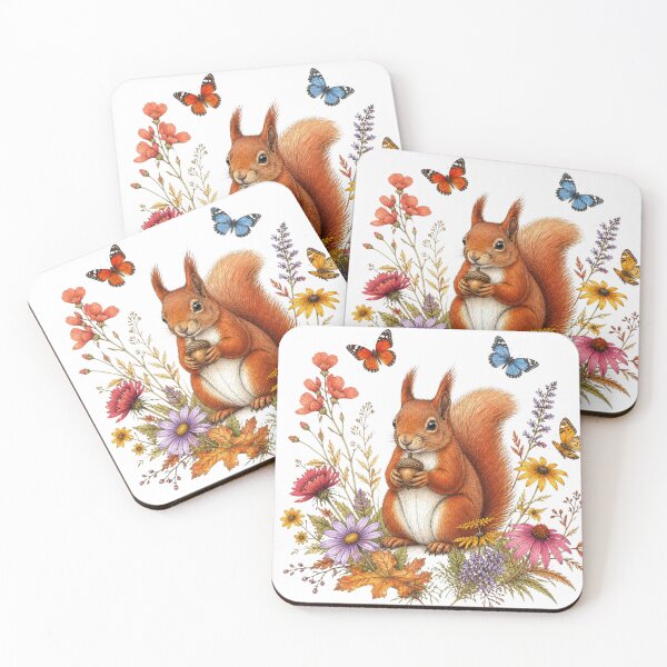 Item preview, Squirrel Wildflower Butterfly Botanical Design designed and sold by VaneDesings.