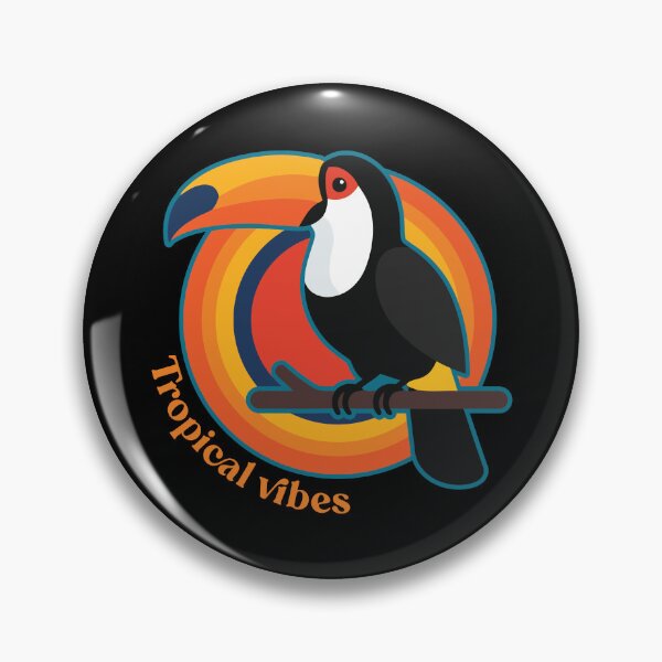 Item preview, Perched Toucan Tropical Vibes Vector Typography Badge designed and sold by ZUMERI.