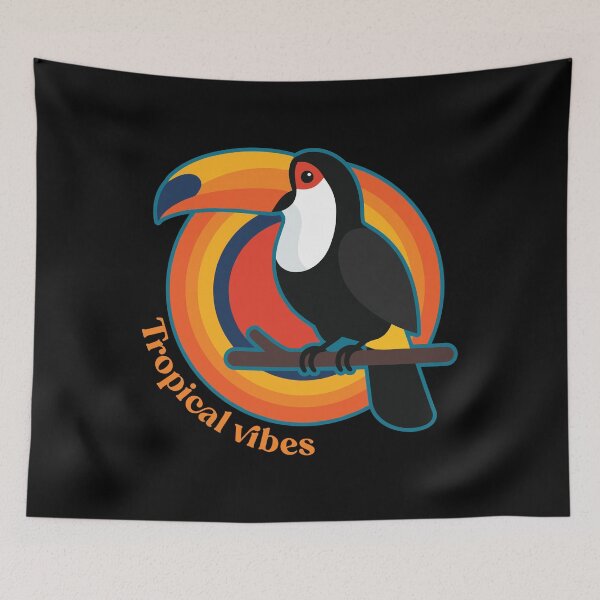 Item preview, Perched Toucan Tropical Vibes Vector Typography Badge designed and sold by ZUMERI.