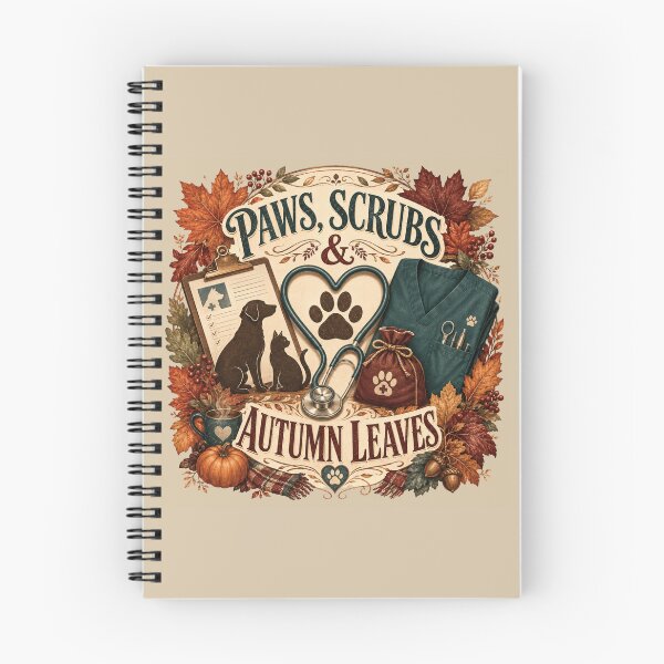 Item preview, Paws Scrubs & Autumn Leaves – Fall Veterinarian Vet Tech Design designed and sold by astersgraphics.