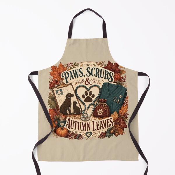 Item preview, Paws Scrubs & Autumn Leaves – Fall Veterinarian Vet Tech Design designed and sold by astersgraphics.