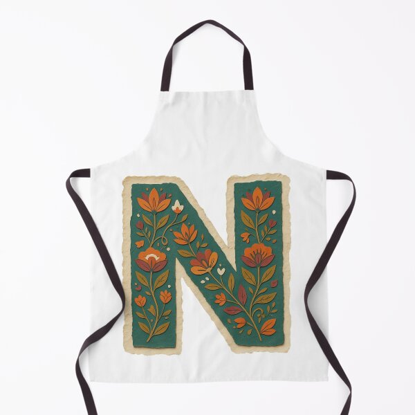 Item preview, Decorative teal Floral Letter N Folk Art Monogram designed and sold by ITCHAWAWAA.