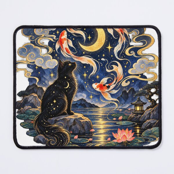 Item preview, Mystical Cat Koi Fish Moon designed and sold by uniquelyArtiary.