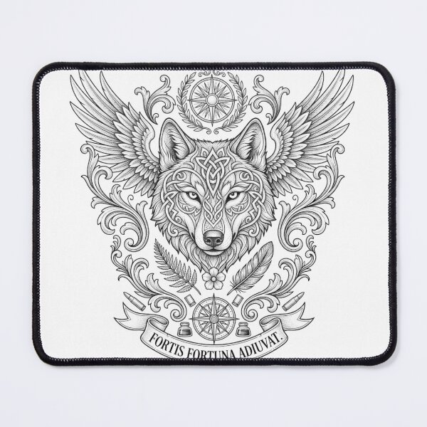 Item preview, Fortis Fortuna Adiuvat — Wolf Head Celtic Knotwork Tattoo Art designed and sold by NikmaArt.