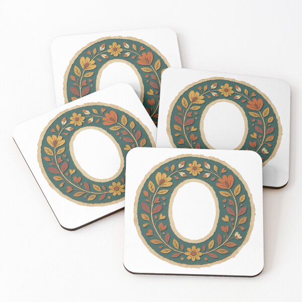 Item preview, Decorative teal Floral Letter O Folk Art Monogram designed and sold by ITCHAWAWAA.