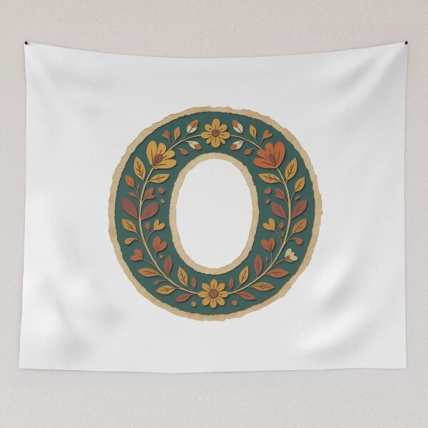 Item preview, Decorative teal Floral Letter O Folk Art Monogram designed and sold by ITCHAWAWAA.
