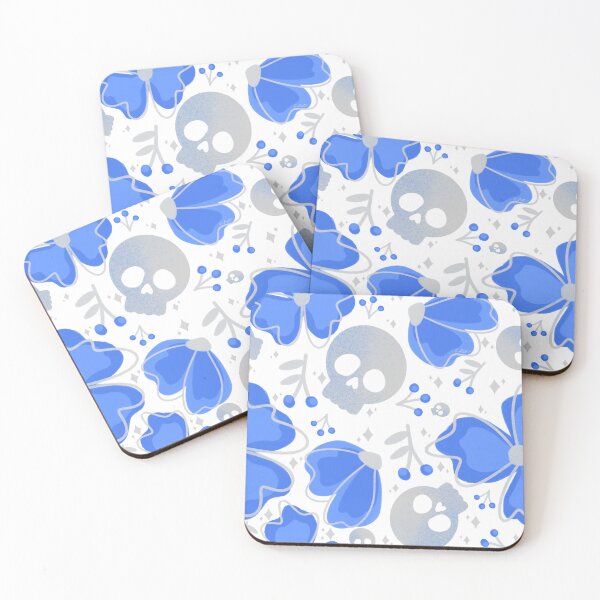 Item preview, Blue Skulls and Stars in Wildflower Meadow on white designed and sold by studioaudrea.