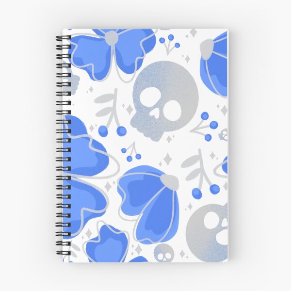 Item preview, Calaveras azules y estrellas en un prado de flores silvestres sobre fondo blanco. designed and sold by studioaudrea.