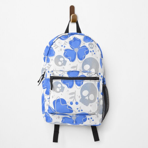Item preview, Calaveras azules y estrellas en un prado de flores silvestres sobre fondo blanco. designed and sold by studioaudrea.