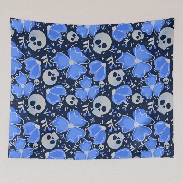 Item preview, Blue Skulls and Stars in Wildflower Meadow designed and sold by studioaudrea.