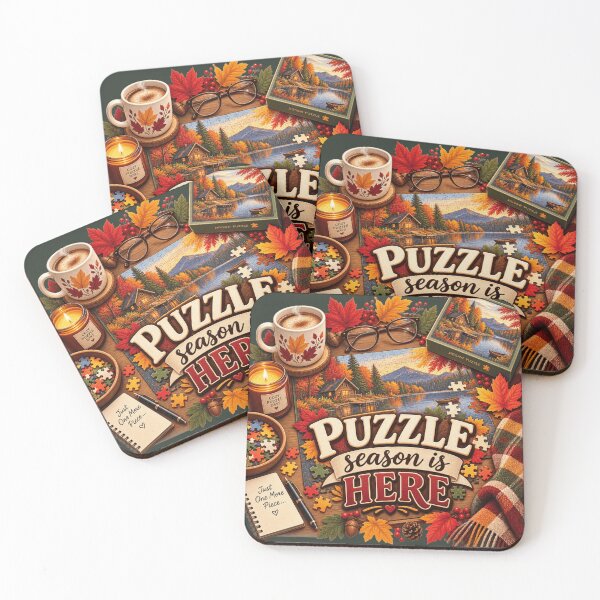 Item preview, Puzzle Season Is Here – Cozy Autumn Jigsaw Puzzle Design designed and sold by astersgraphics.