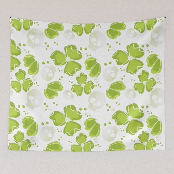 Item preview, Green Skulls and Stars in Wildflower Meadow on white designed and sold by studioaudrea.