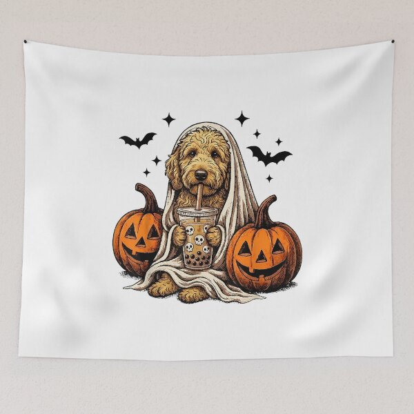 Item preview, Goldendoodle Halloween Ghost and Boba designed and sold by MelBarrerahh.