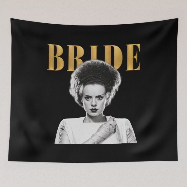 Item preview, Bride Of Frankenstein 90s Bootleg Design, Gothic Horror Movie, Gold Magazine Cover designed and sold by SpookyShadesLab.