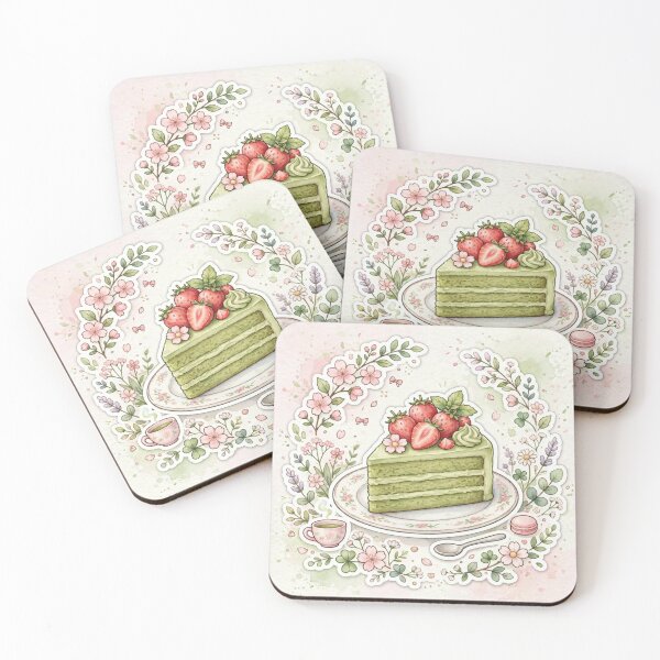 Item preview, Matcha Strawberry Cake designed and sold by mochiMooco.