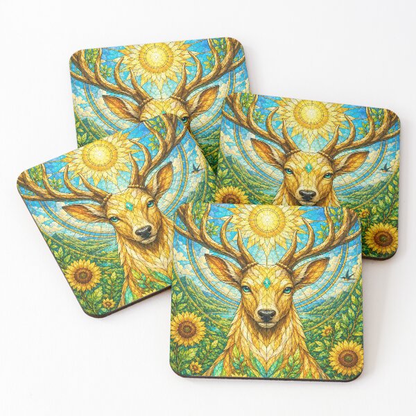 Item preview, The Guardian of Summer – Stained Glass Sun Deer designed and sold by Pixel Otaku Gallery.