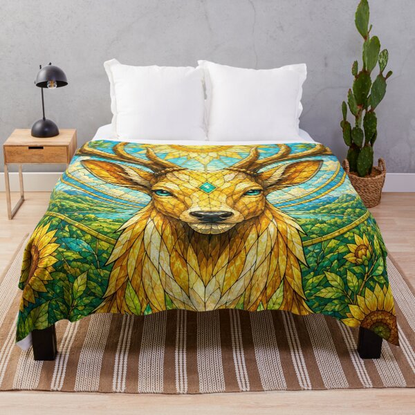 Item preview, The Guardian of Summer – Stained Glass Sun Deer designed and sold by Pixel Otaku Gallery.