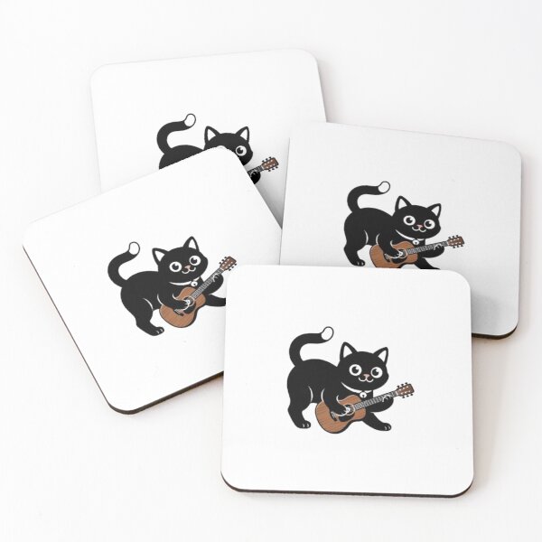 Item preview, Black Cat Playing Guitar – Cute Musician Kitten Art designed and sold by PrintforDesign.