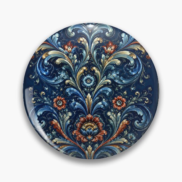 Item preview, Norwegian Blue Telemark Rosemaling ,Rosemaling Blue and Red  designed and sold by Owneysweet.