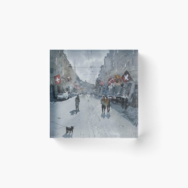 Item preview, Kramgasse After Rain Original Watercolor designed and sold by SlavaArt.