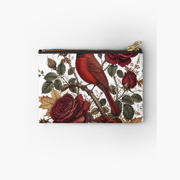 Item preview, Cardinal and Dark Red Roses | Vintage Botanical Bird  designed and sold by VaneDesings.