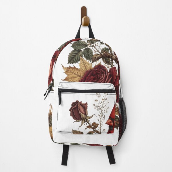 Item preview, Cardinal and Dark Red Roses | Vintage Botanical Bird designed and sold by VaneDesings.