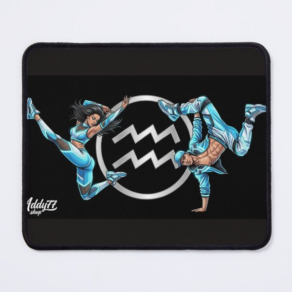 Item preview, Mystical Aquarius Dance – Neon Blue Hip Hop & Breakdance Couple designed and sold by Addy77shop.