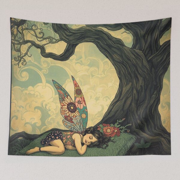 Item preview, Sleeping Fairy Beneath Ancient Tree designed and sold by Reverie & Roses.