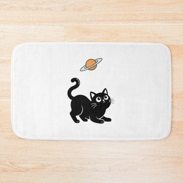 Item preview, Black Cat with Saturn – Cute Space Kitten Art designed and sold by PrintforDesign.
