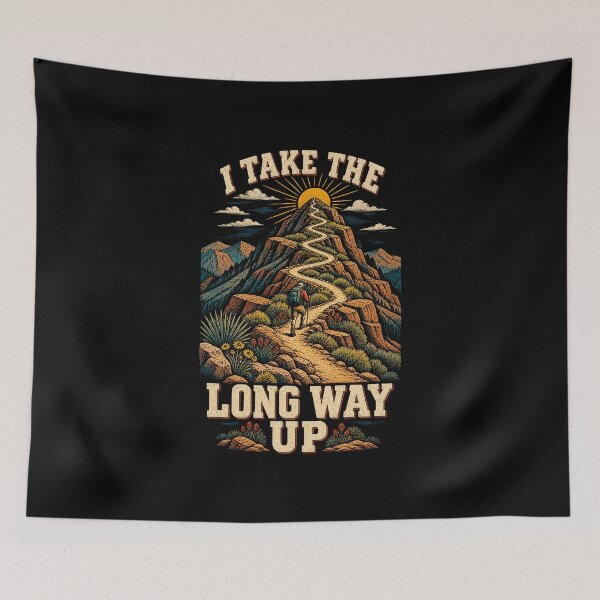 Item preview, I Take The Long Way Up Vintage Hiking Adventure Art designed and sold by Gustavo Navarro.