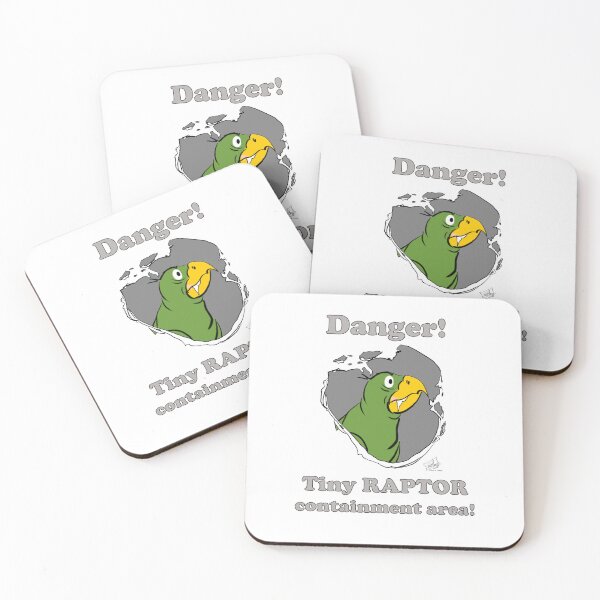 Item preview, Danger! Tiny Raptor Contaiment Area! Green Parrot designed and sold by Laughing Parrot Studio.