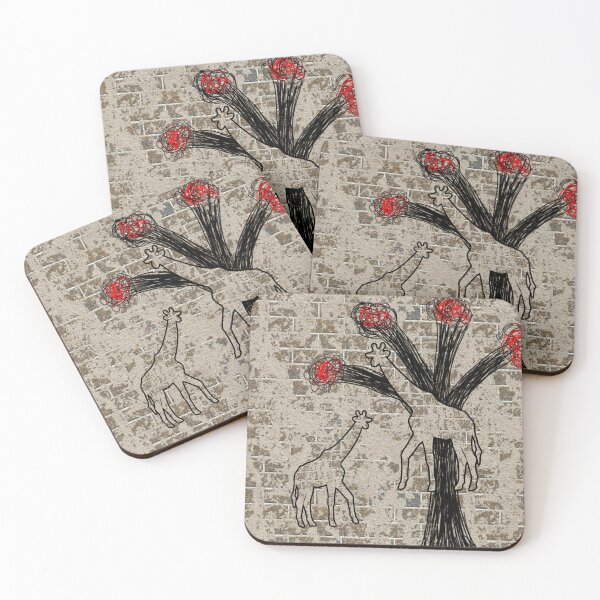 Item preview, Abstract Giraffes and Red Blossom Tree Sketch Art designed and sold by AWADHESH  CHAURASIA.