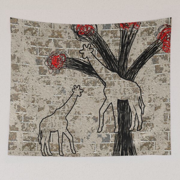 Item preview, Abstract Giraffes and Red Blossom Tree Sketch Art designed and sold by AWADHESH  CHAURASIA.