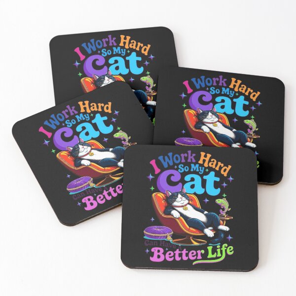 Item preview, I Work Hard So My Cat Can Have A Better Life Funny Cat Quote Retro 70s designed and sold by Retro Whiskers.