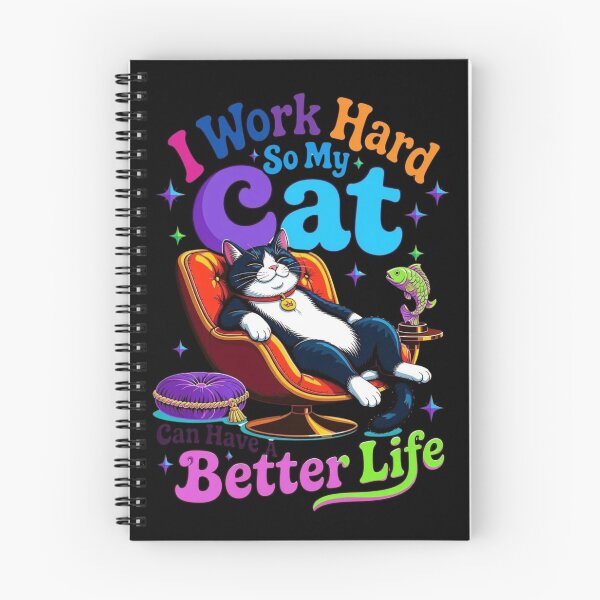 Item preview, I Work Hard So My Cat Can Have A Better Life Funny Cat Quote Retro 70s designed and sold by Retro Whiskers.