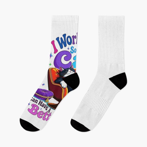 Item preview, I Work Hard So My Cat Can Have A Better Life Funny Cat Quote Retro 70s designed and sold by Retro Whiskers.