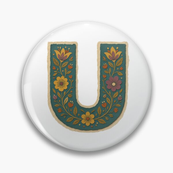 Item preview, Teal Mustard Terracotta Floral Monogram Letter U designed and sold by ITCHAWAWAA.