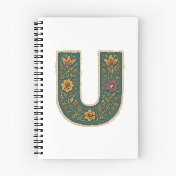 Item preview, Teal Mustard Terracotta Floral Monogram Letter U designed and sold by ITCHAWAWAA.
